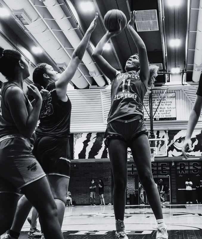 High school basketball action background