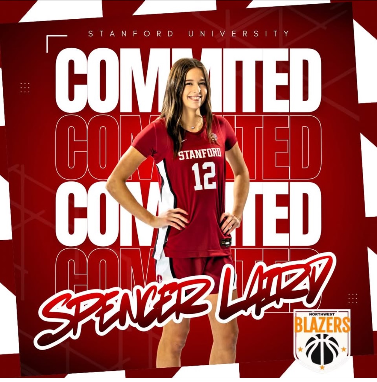 Spencer Laird commitment graphic for Stanford University.